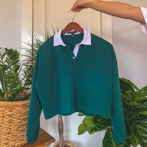 Forever 21 cropped collared sweatshirt